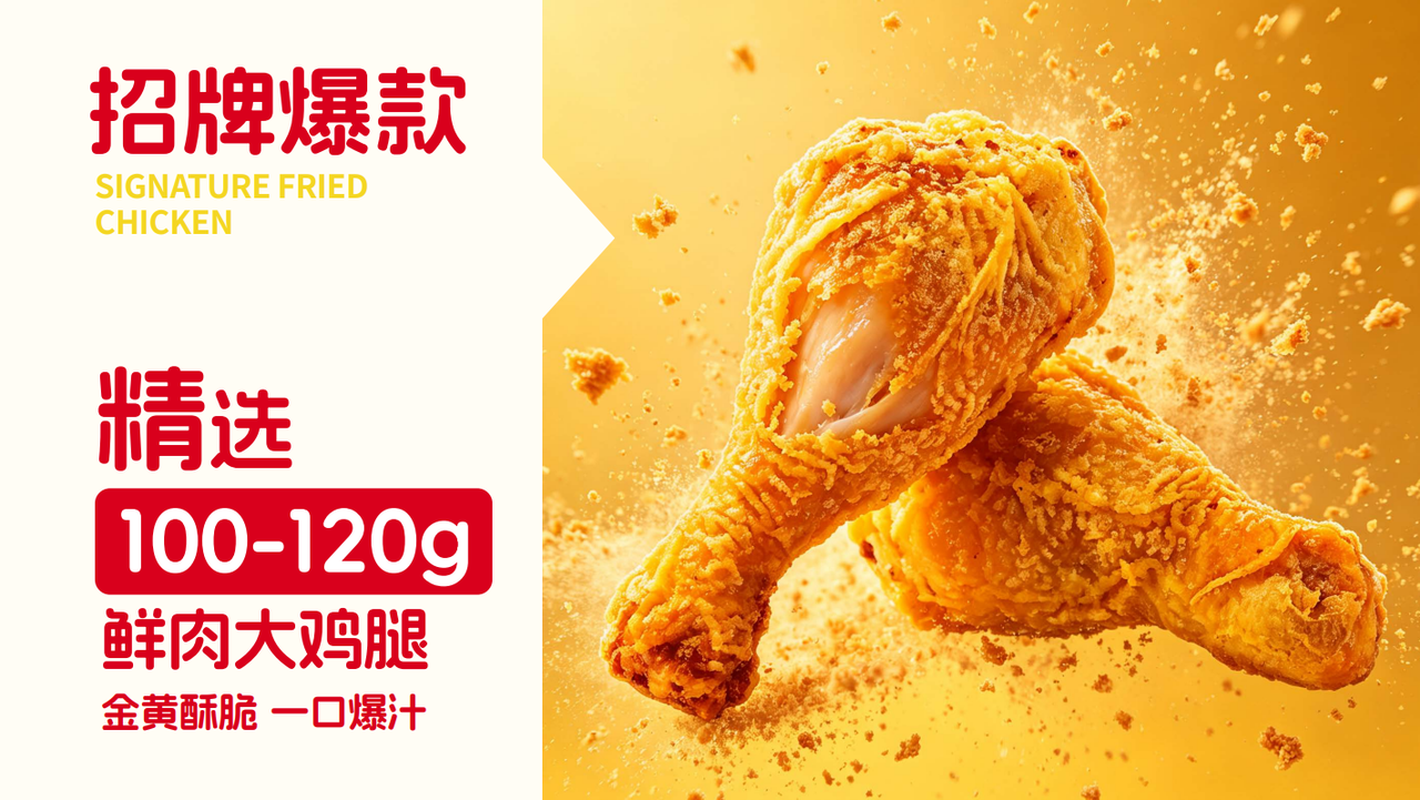 招牌爆款：精选100-120g鲜肉大鸡腿