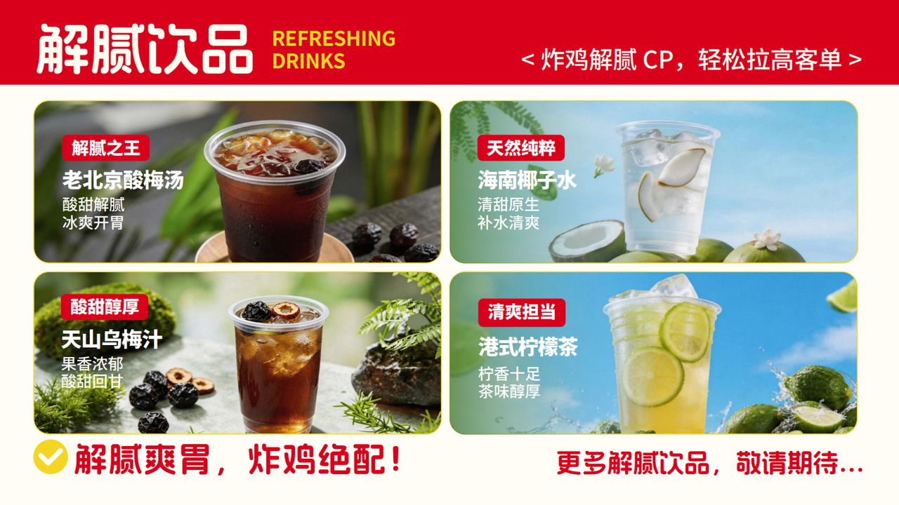 解腻饮品：炸鸡解腻CP